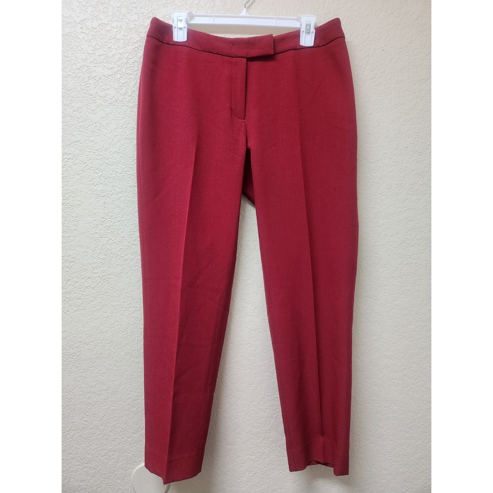 Anne Klein Red Dress Pants 10P Office Work Wear Business Casual Ankle Trousers